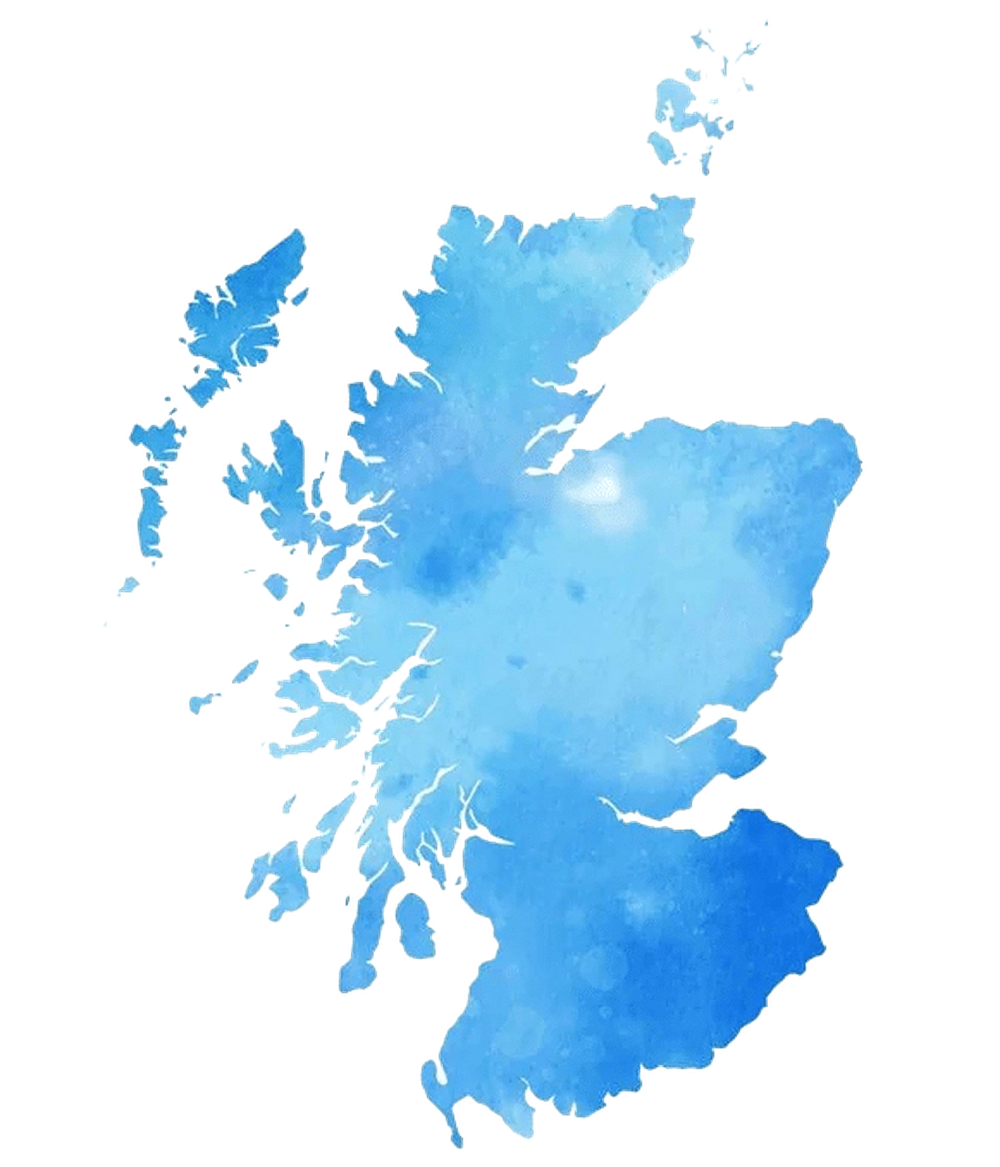 Map of Scotland showing Hearts and Minds visit locations